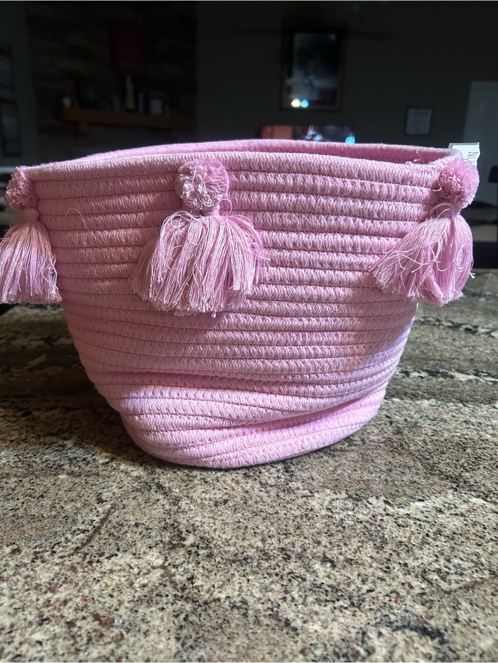 Hudson  Pink Tassel Rope Storage Basket